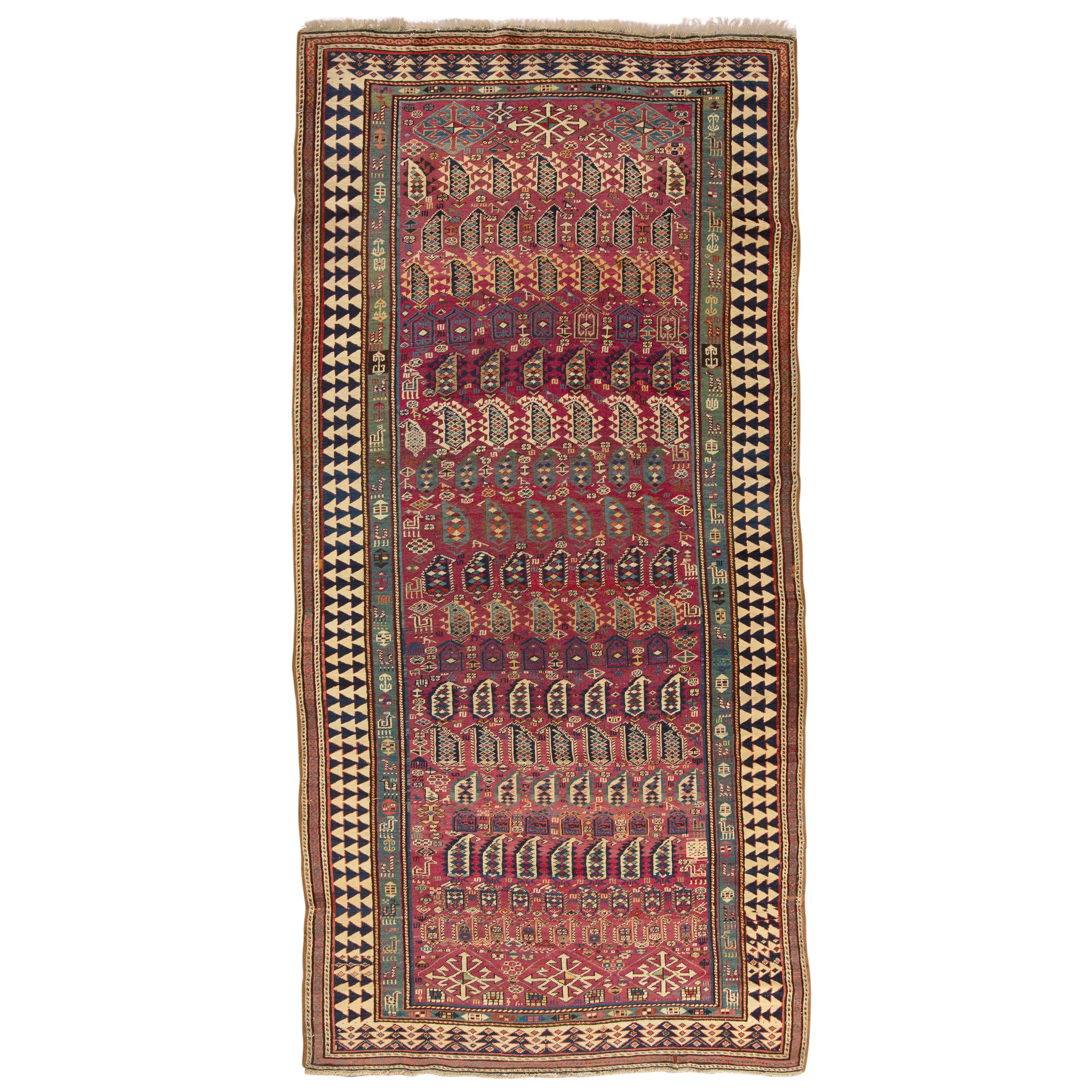Antiker kaukasischer Schirwan-Teppich-Läufer um 1880  4' x 8'9 Zoll
