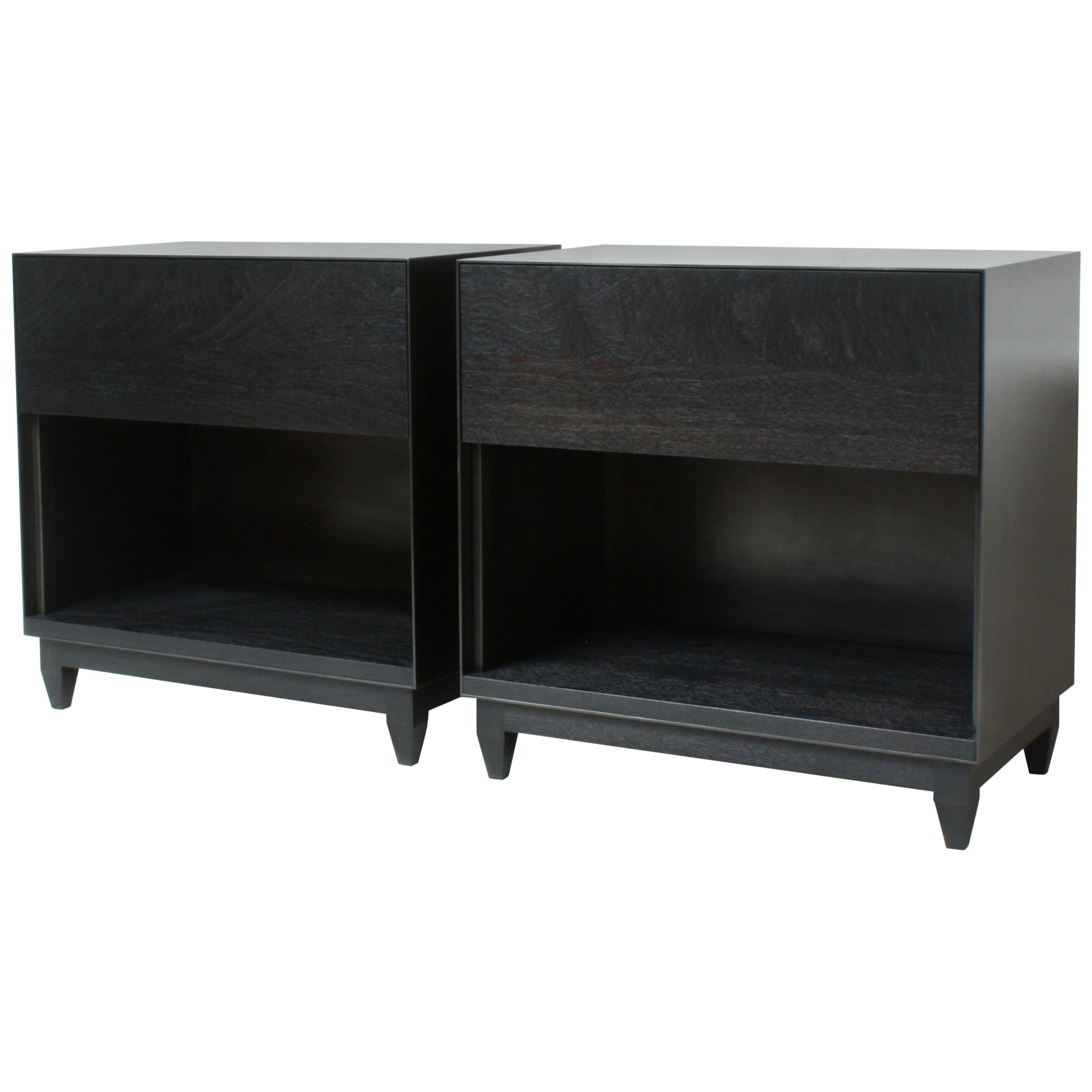 Oxide, Blackened Steel and Walnut Side Cabinets or Nightstands by Laylo Studio For Sale