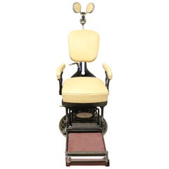 Vintage Dentist Chair in Decorative Iron and Leather by Harvard, 1910s