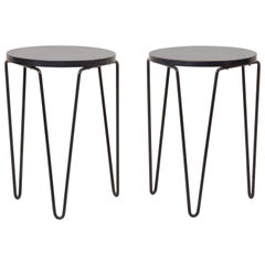 Pair of Early Original Vintage Hairpin Stacking Stools or Side Tables by Knoll