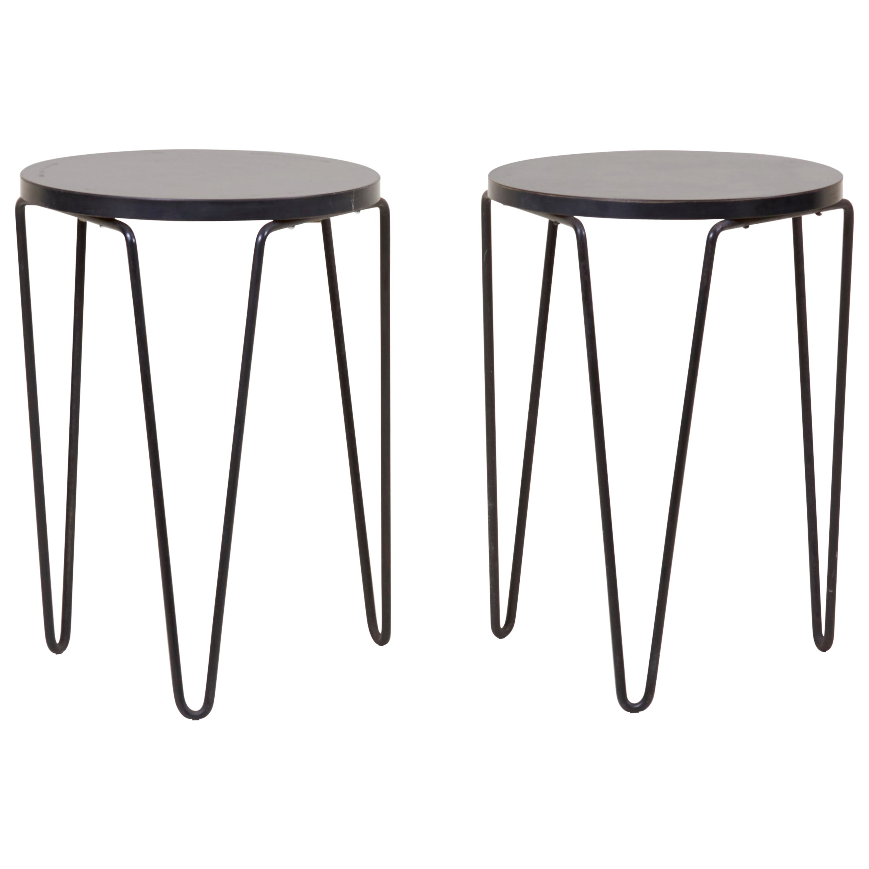 Pair Of Early Original Vintage Hairpin Stacking Stools Or Side Pair Of Early Original Vintage Hairpin Stacking Stools Or Side Tables By Knoll At 1stdibs