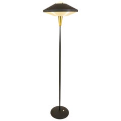 Black Floor Lamp by Louis Kalff for Philips in Metal and Brass, 1950s