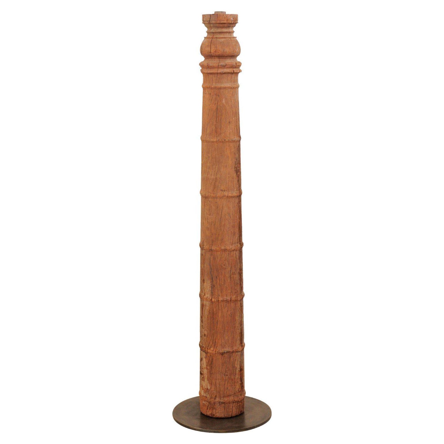Colonna decorativa British Colonial in legno intagliato su supporto personalizzato