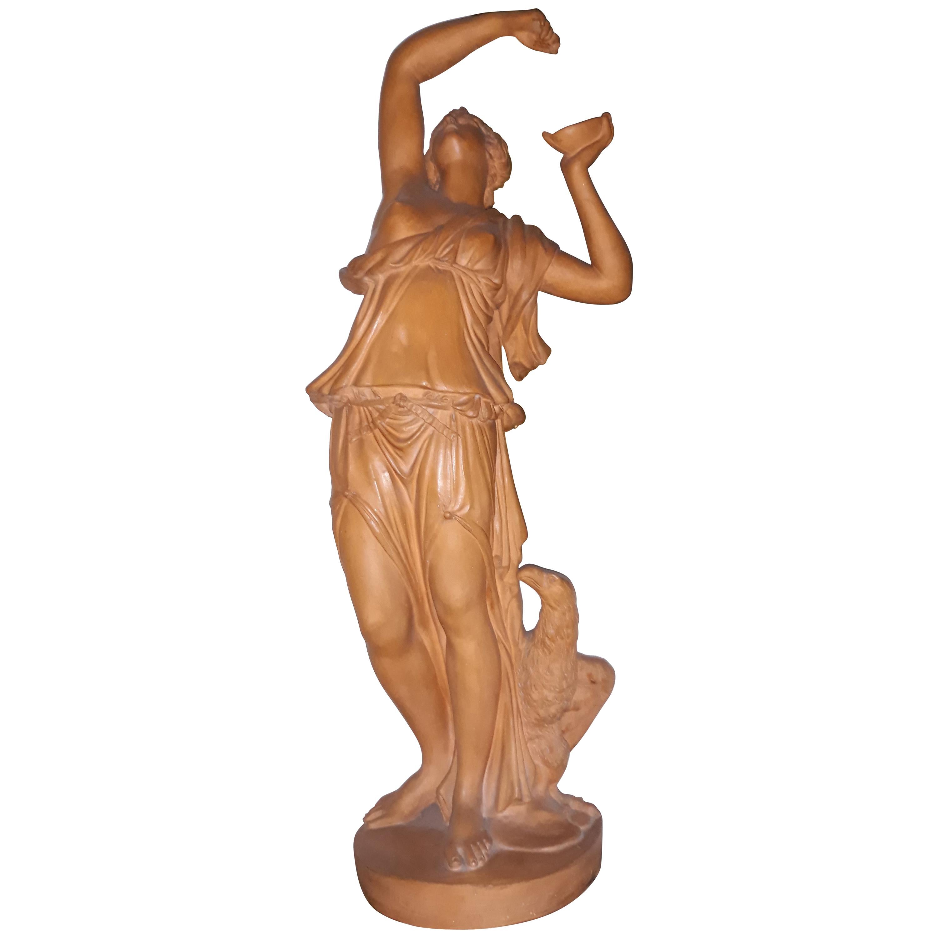 Amazing Terracotta Statue Signed Charles Emile Joncery For Sale