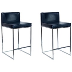 Pair of Milo Baughman Bar Stools for Estee Lauder