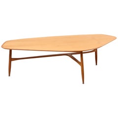 Large Boomerang-Shaped Coffee Table in Teak Wood by Svante Skogh for Laauser