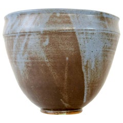 Large Vintage Midcentury Handmade Ceramic Pottery Blue Decorative Bowl, 1960s