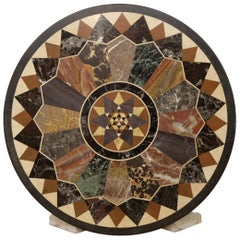 19th Century Italian Grand Tour Round Specimen Marble Table