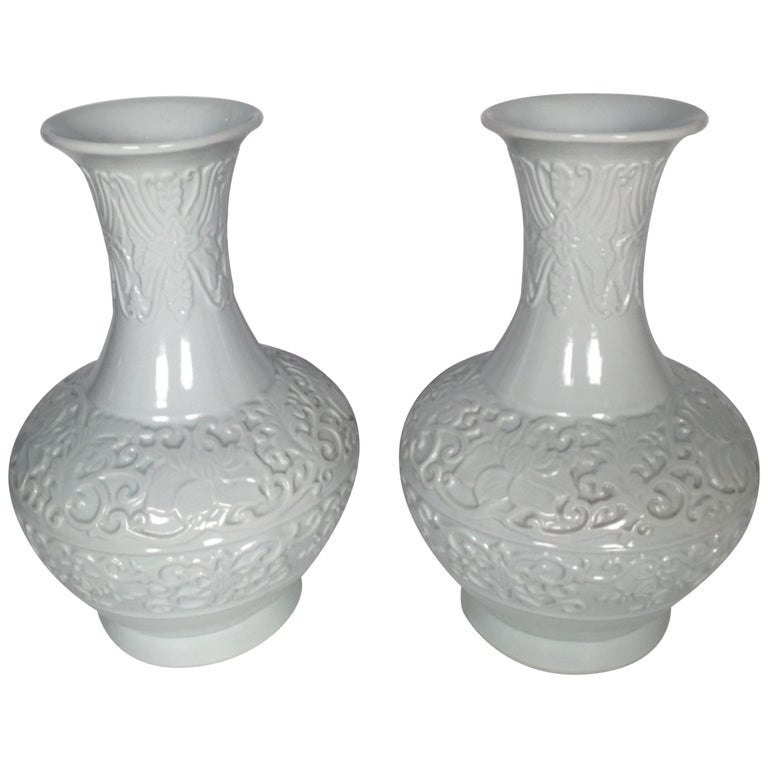 Large Pair Of Blanc De Chine Japanese Vases For Sale At 1stdibs