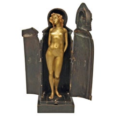 Vienna Bronze Lady Nude in Sarcophagus by Carl Kauba Vintage Made, circa 1900