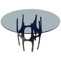 Paul Evans Sculpted Bronze Breakfast Small Dining Center Glass top Table