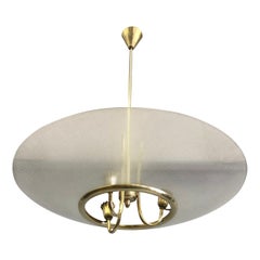 Italian Midcentury Modern Brass & Glass Pendant, Pier Luigi Colli & Fontana Arte