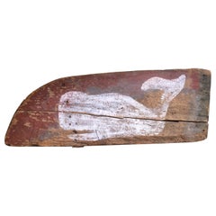 Used Folk Art Whale Decorated Wheel Barrow Panel