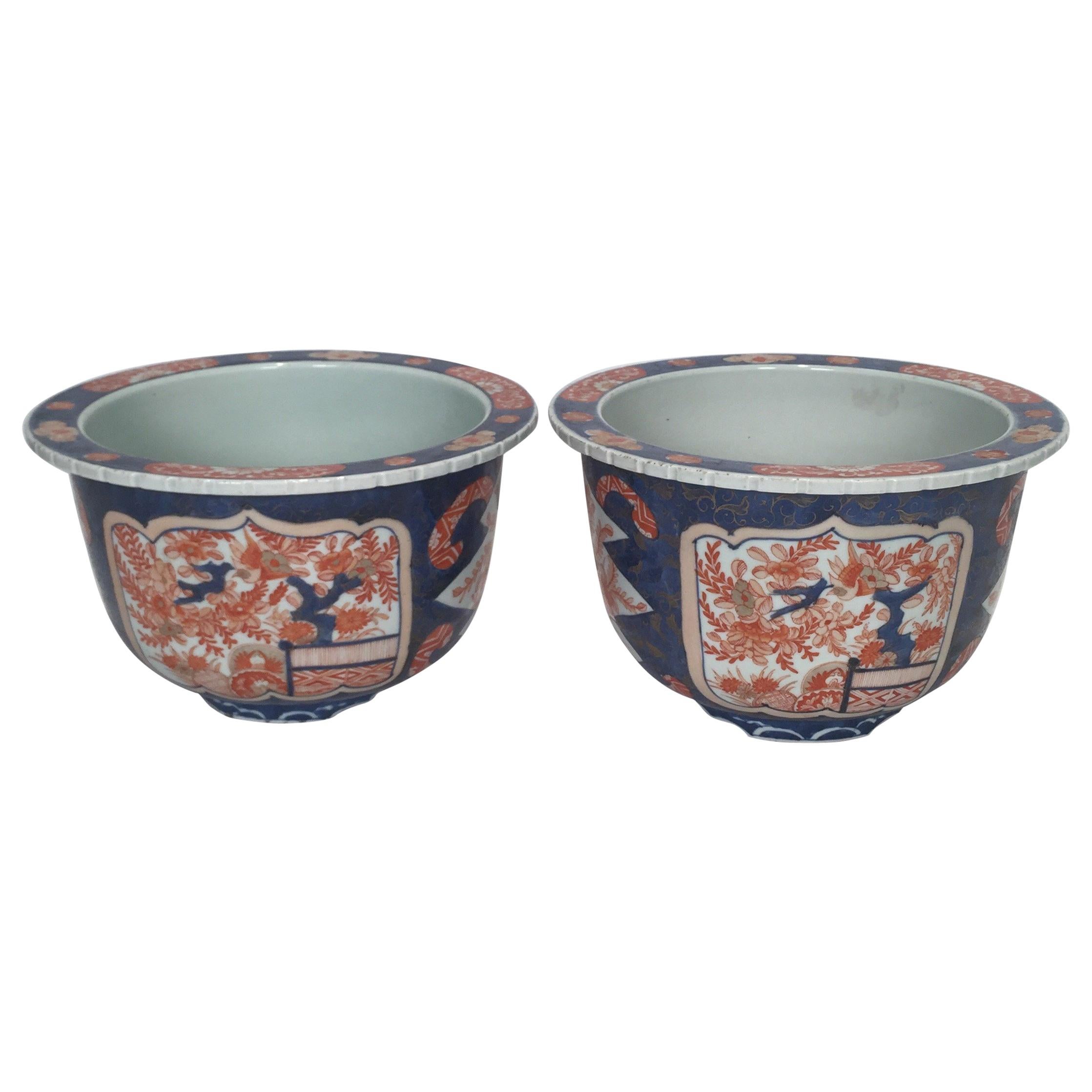 Pair of Edo Period Imari Jardiniere Planters