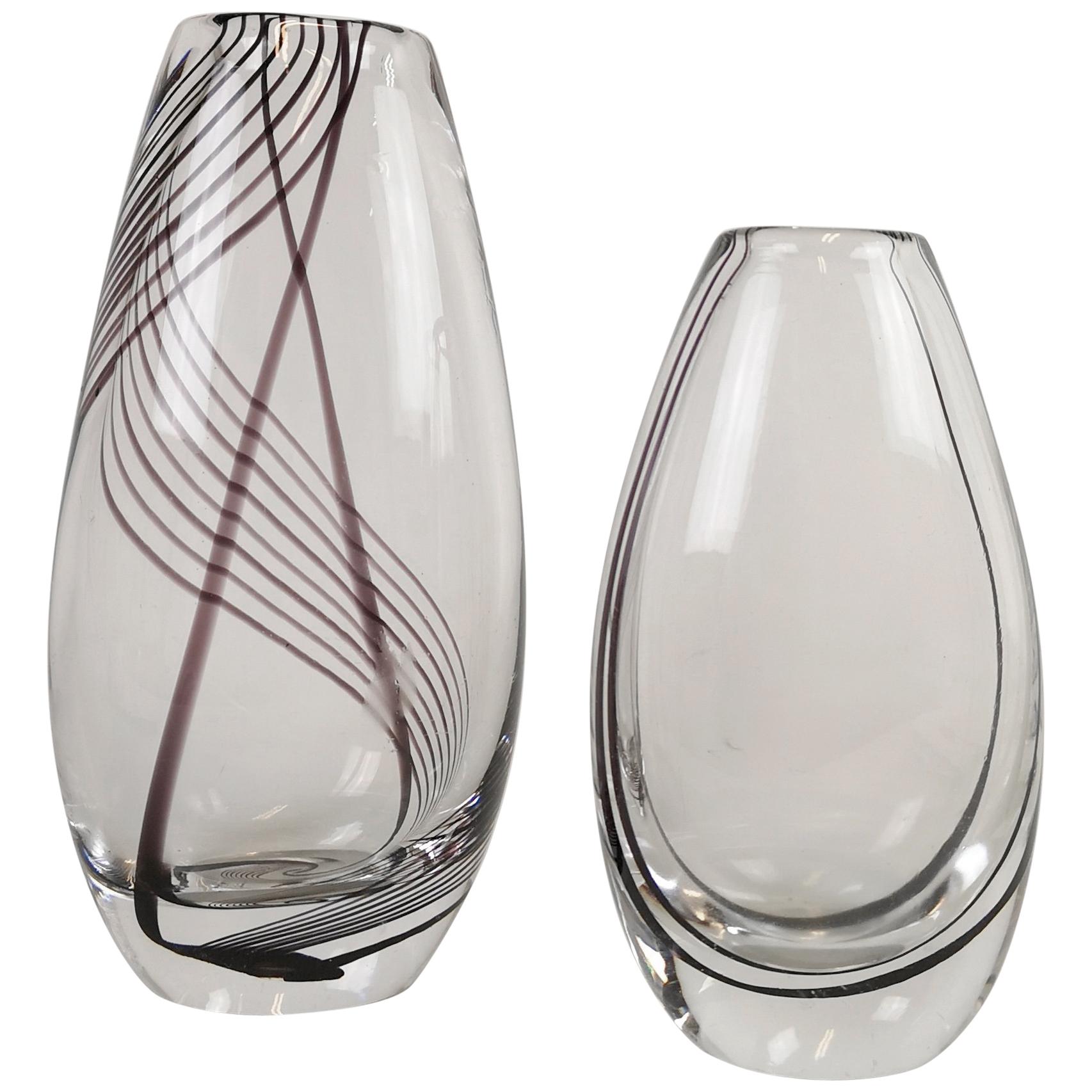 Pair of Art Glass Vases by Vicke Lindstrand for Kosta Sweden