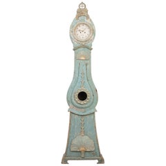 Antique 18th Century Swedish Long Case Turquoise Clock