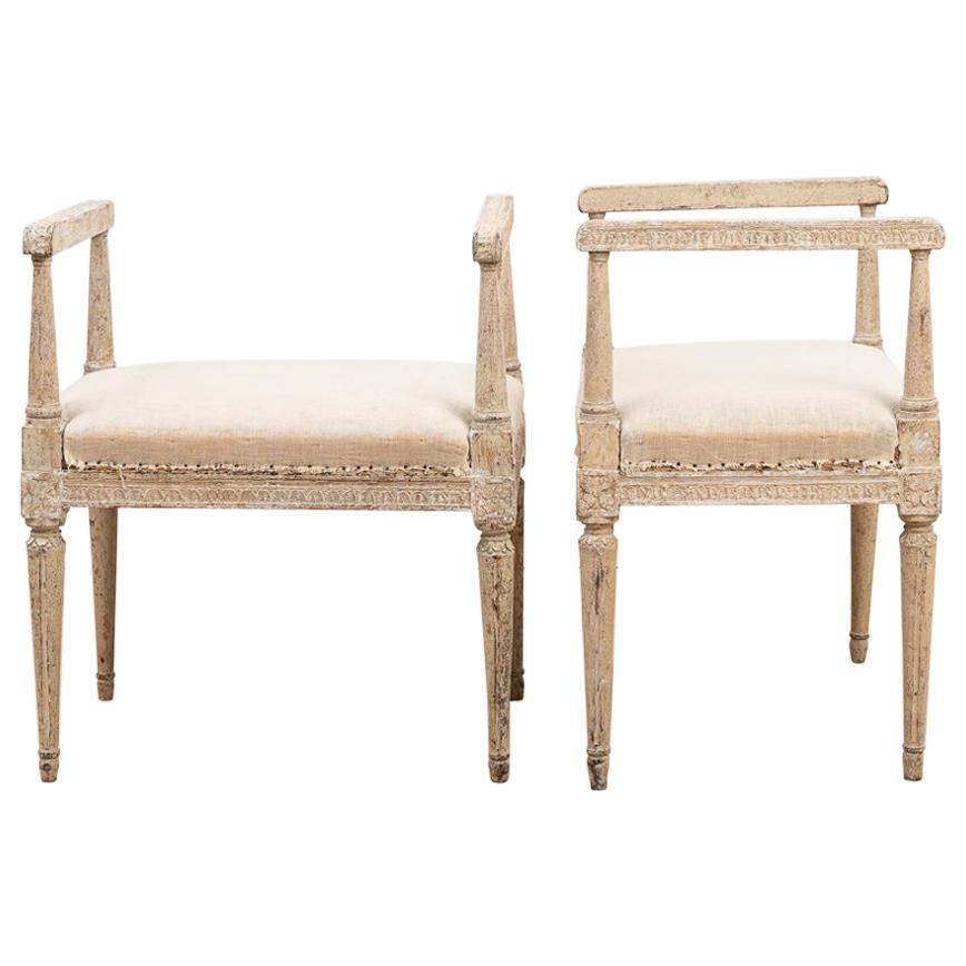Two Richly Decorated Gustavian Banquettes Manufactured, 1780
