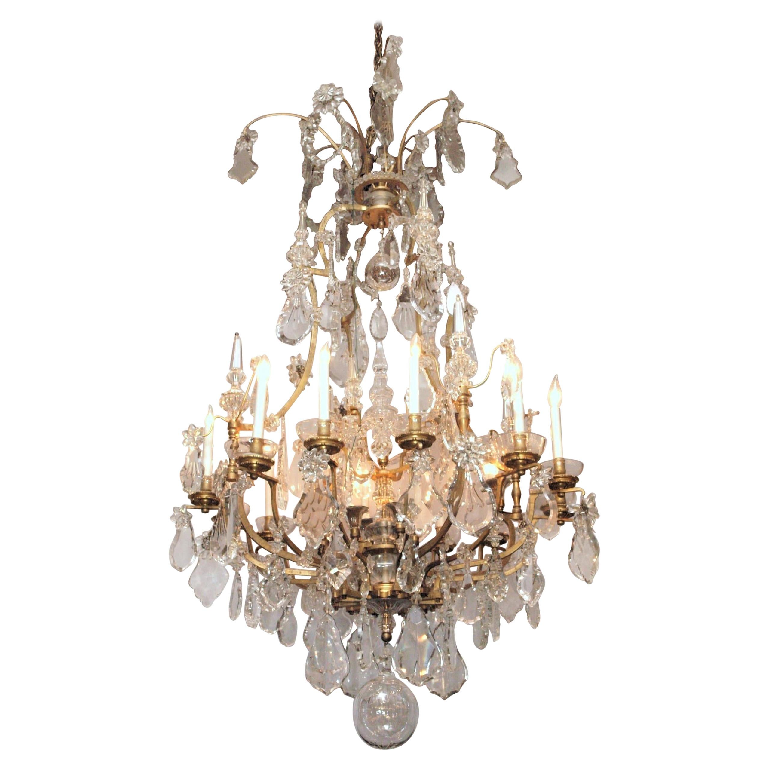 Antique French Baccarat Crystal & Bronze D'Ore Versailles Chandelier, circa 1880