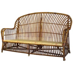 Antique American Stick Wicker Rattan Sofa