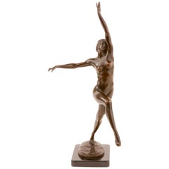 „Desha““ Bronzeskulptur von Harriet Whitney Frishmuth, gegossen von Gorham Co.