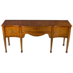 New Burl Walnut Long Tall Serpentine Front Sideboard Buffet Server