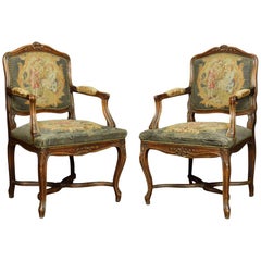 Pair of Regence Style Fruitwood Armchairs