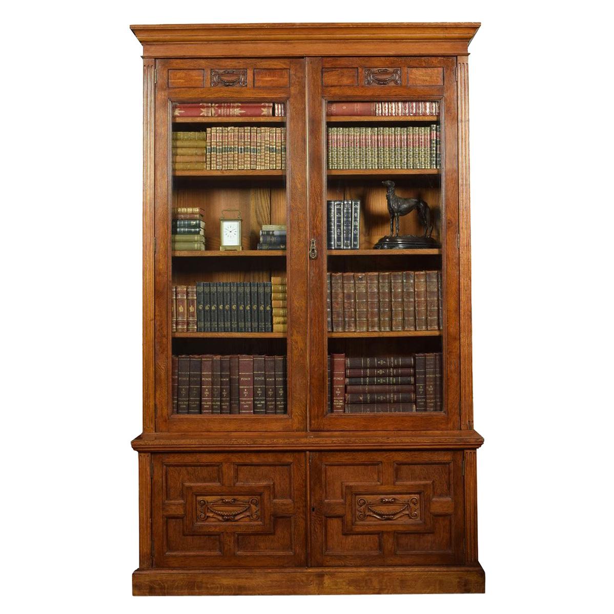 Late 19th Century Oak Two-Door Bookcase