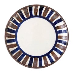 Retro Midcentury Dansk Blue and Brown Ceramic Bowl or Plate
