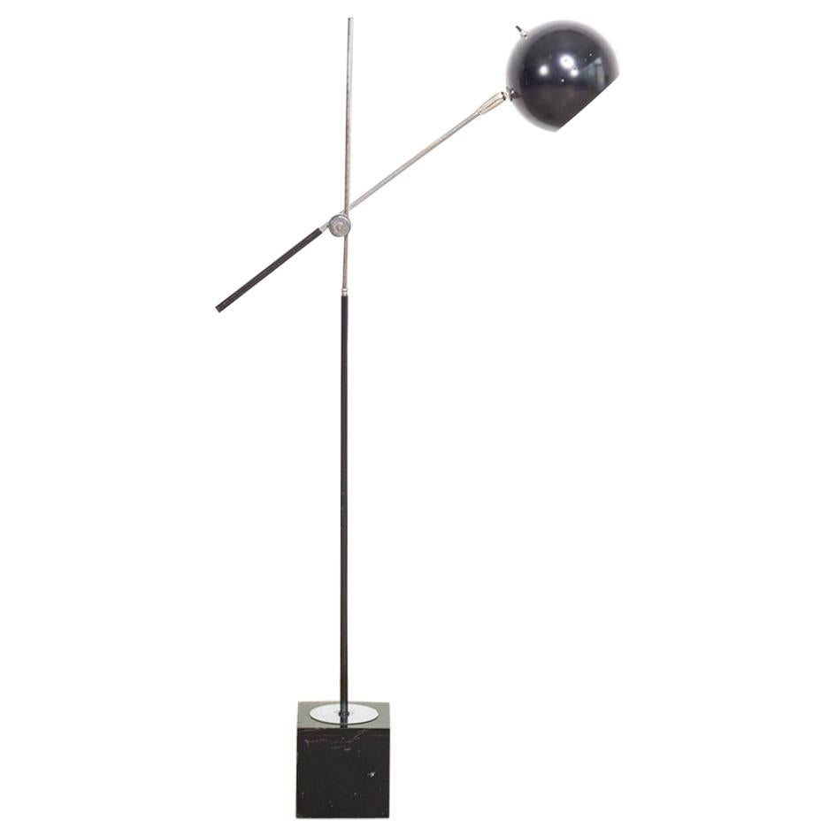 Midcentury Black Orb Articulating Floor Lamp For Sale