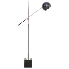Retro Midcentury Black Orb Articulating Floor Lamp