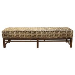 Edward Wormley Dunbar Mid-Century Modern Long Walnut Bench in Lee Jofa Velvet