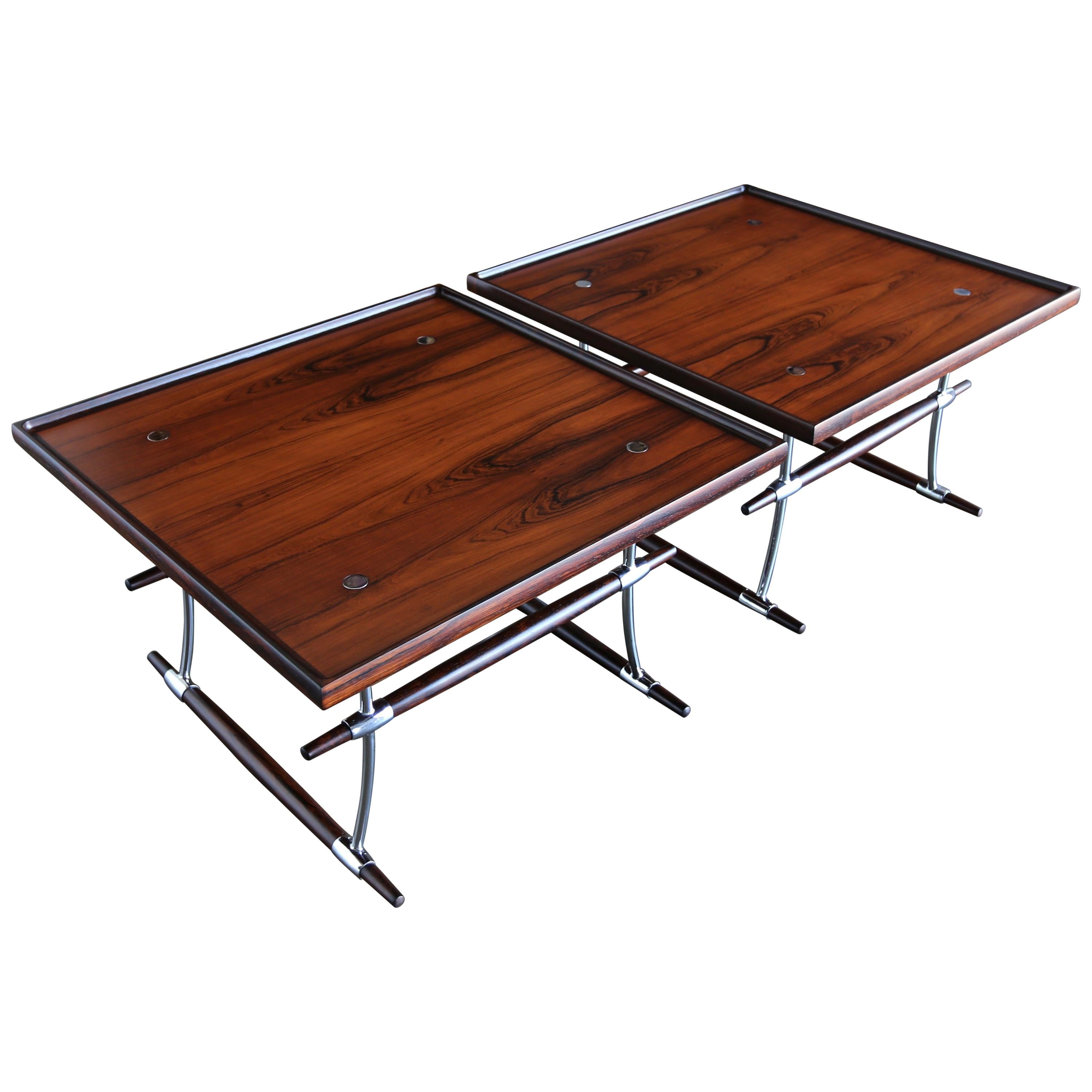 Jens Quistgaard Rare Pair of Rosewood Tables for Nissen Denmark, 1960