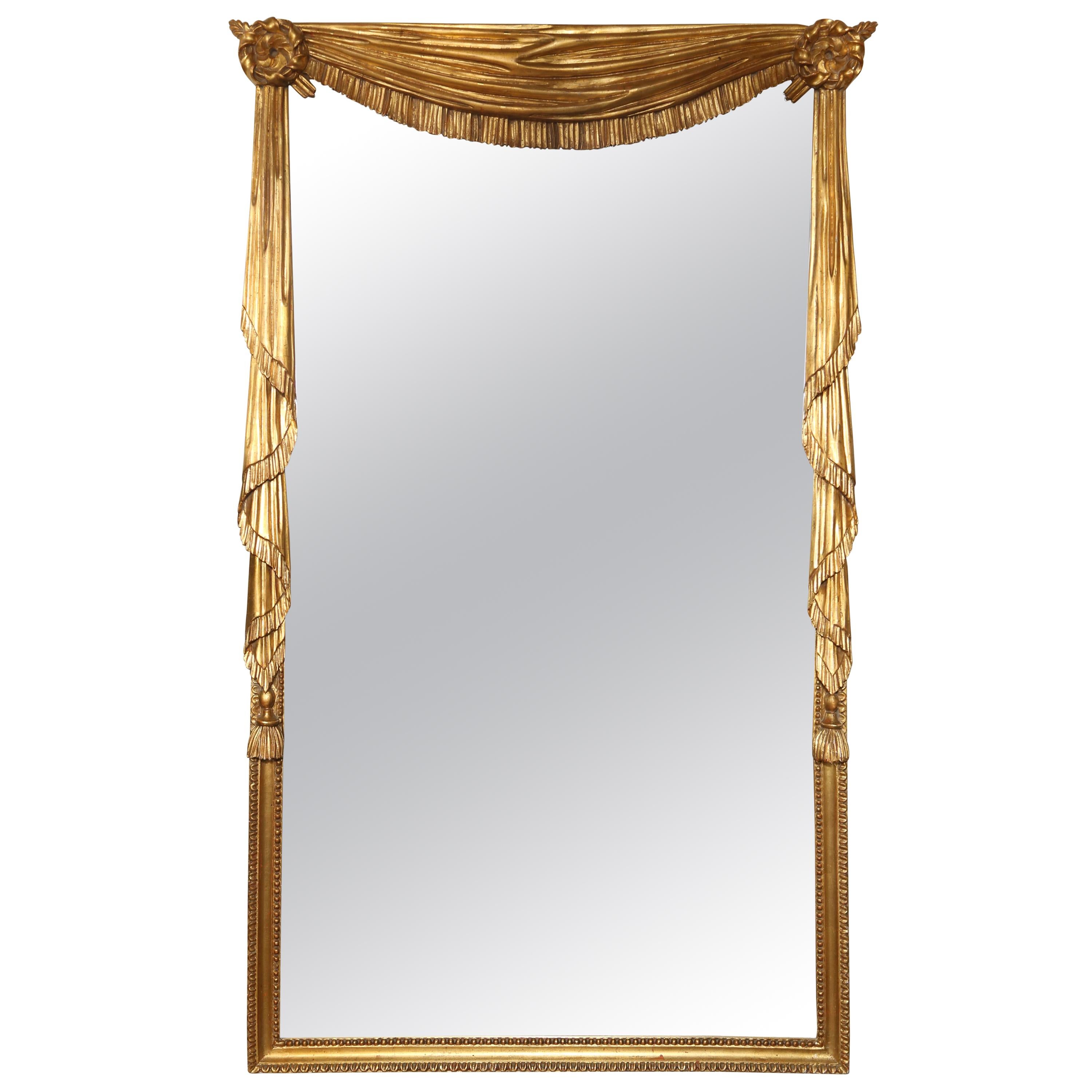 Hollywood Regency Style Carved and Gilded Swag Mirror