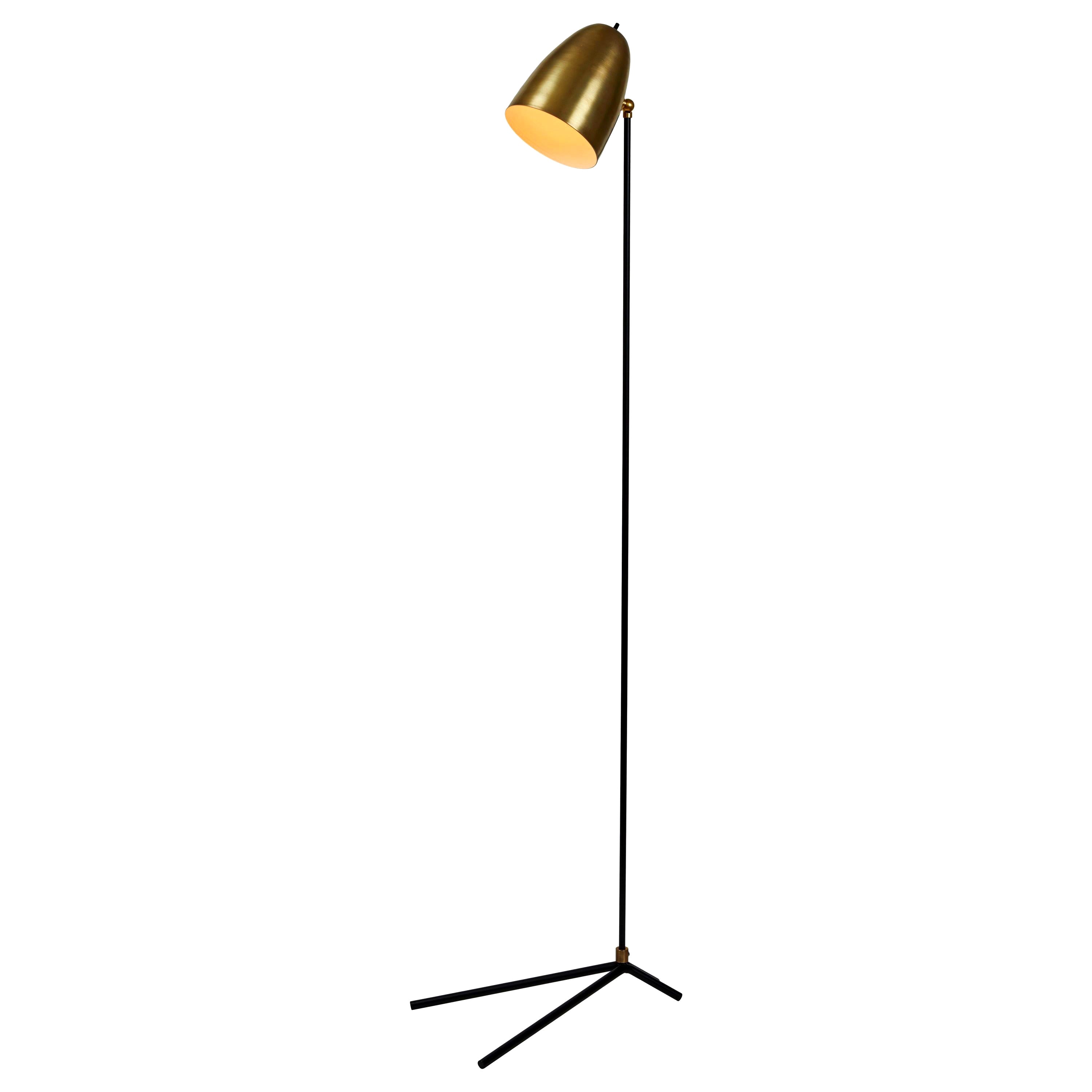 'ORO' Brass and Metal Floor Lamp For Sale