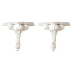 Pair of Hollywood Regency Style White Wall Brackets