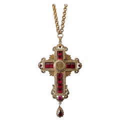 Vintage Faux Ruby & Diamond Bishop's Cross