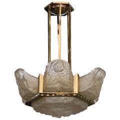 Vintage French Art Deco Chandelier Signed by Degué