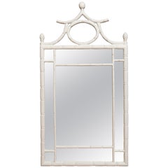 White Faux Bamboo Pagoda Mirror