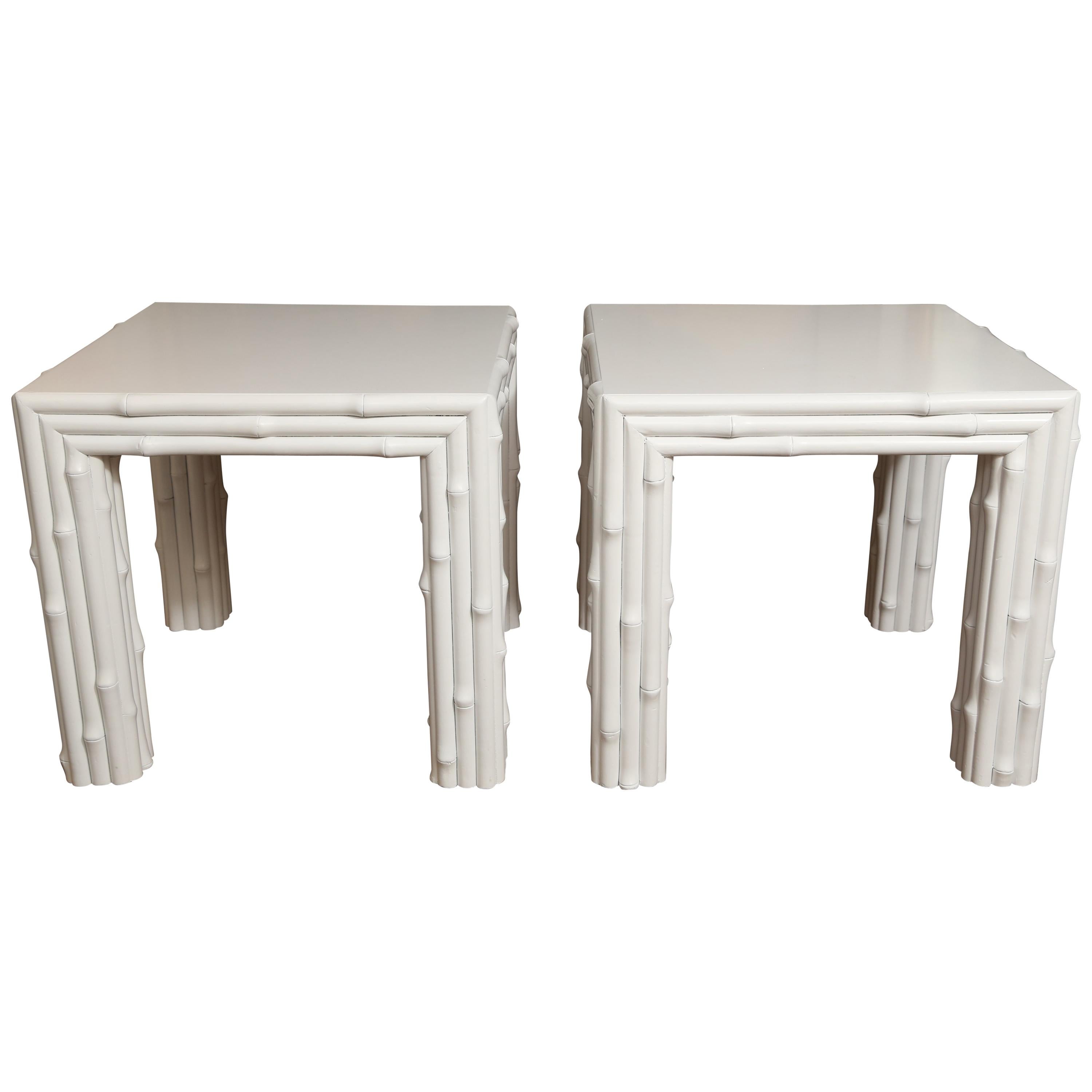 Pair of Faux Bamboo Midcentury End Tables