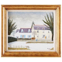 Andre Bouquet Oil on Canvas House with Snow