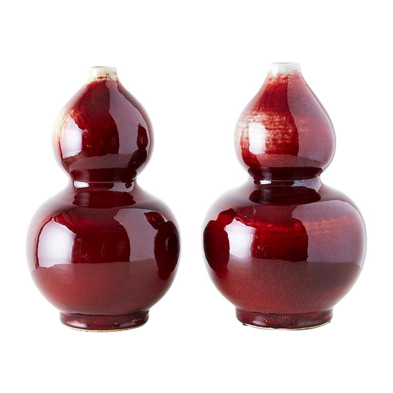 Chinese Oxblood Sang De Boeuf Langyao Double Gourd Vases
