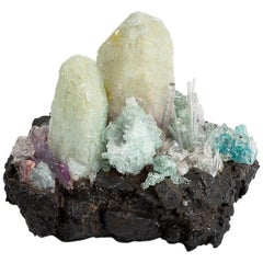 Kristallkristall-Tropfenleuchte aus mehrfarbigem Glas, Holz und Harz von Von Pelt Atelier