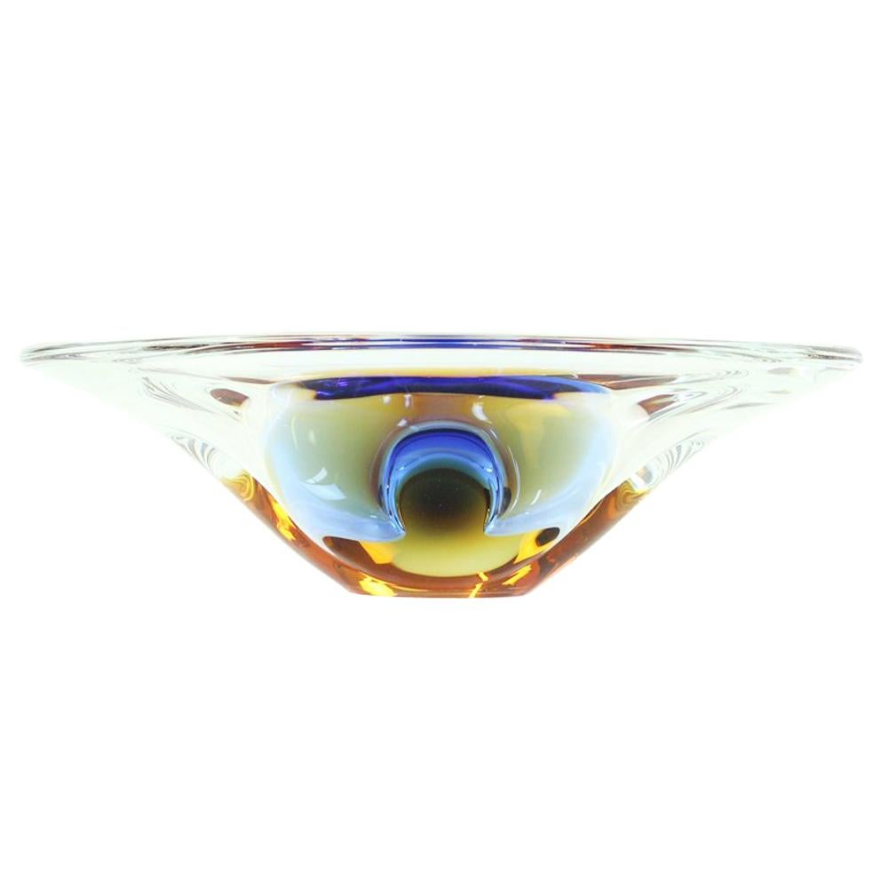 Art Glass Bowl by Frantisek Zemek for Sklarna Mstisov, 1960s For Sale