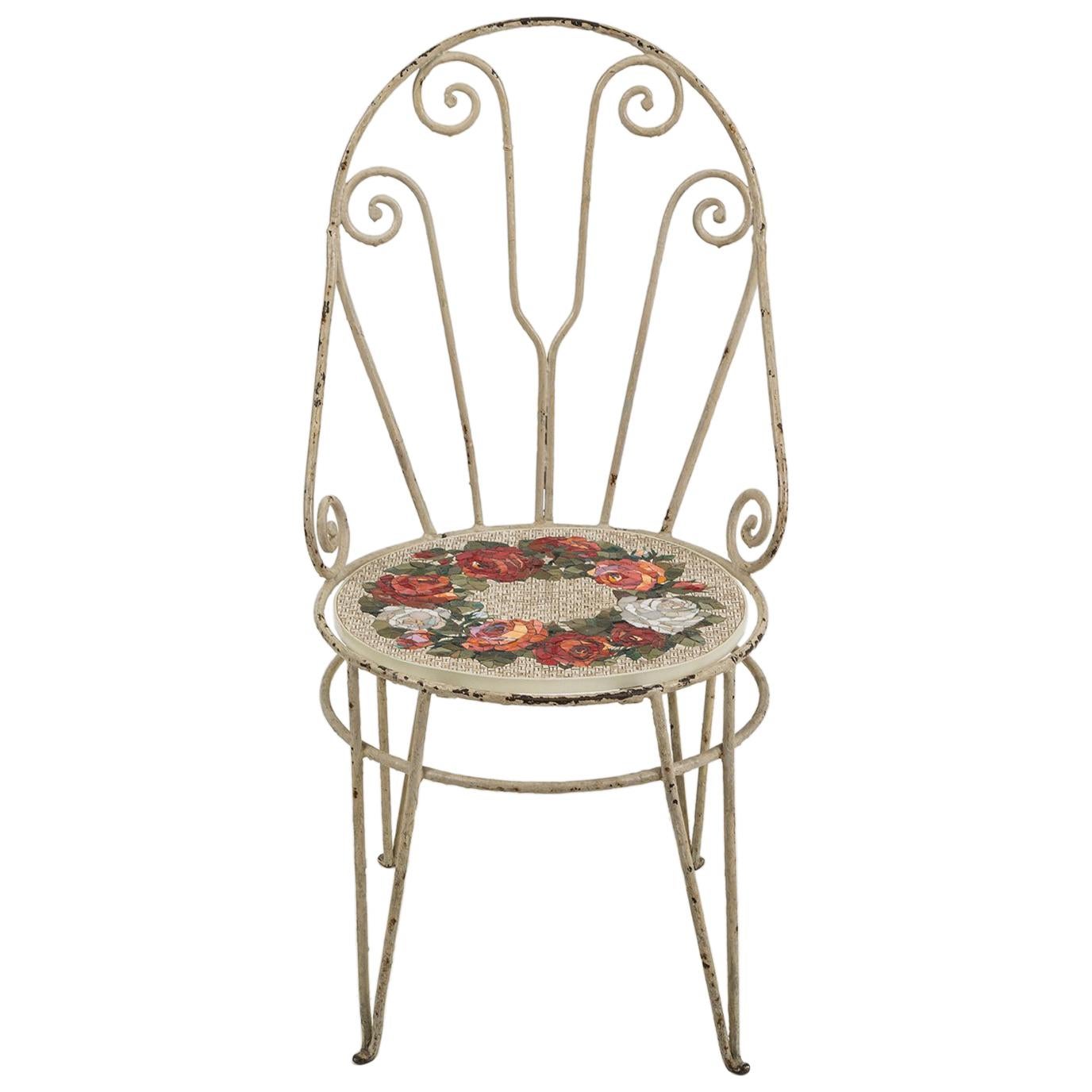 Sedia Con Rose Chair with Venetian Glass Seat by Yukiko Nagai
