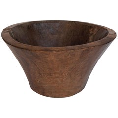 Large Vintage Teak Bowl, Hand Hewn, from Cirebon, North Java, Mid-20th Century