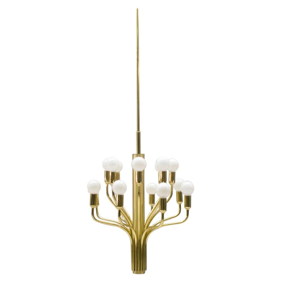 Large Midcentury Brass Pendant Sputnik Lamp, Germany, 1970s