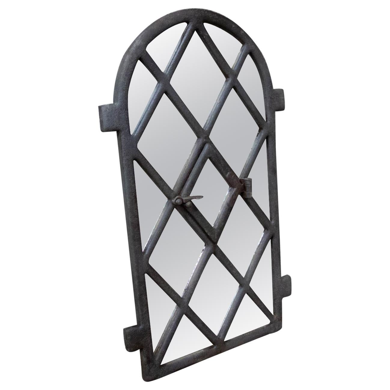 Industrial Farmhouse Mirror, with Hatch For Sale