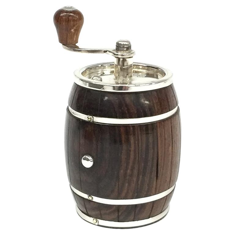 Sterling Silver with Rosewood Wooden Barrel Pepper Mill