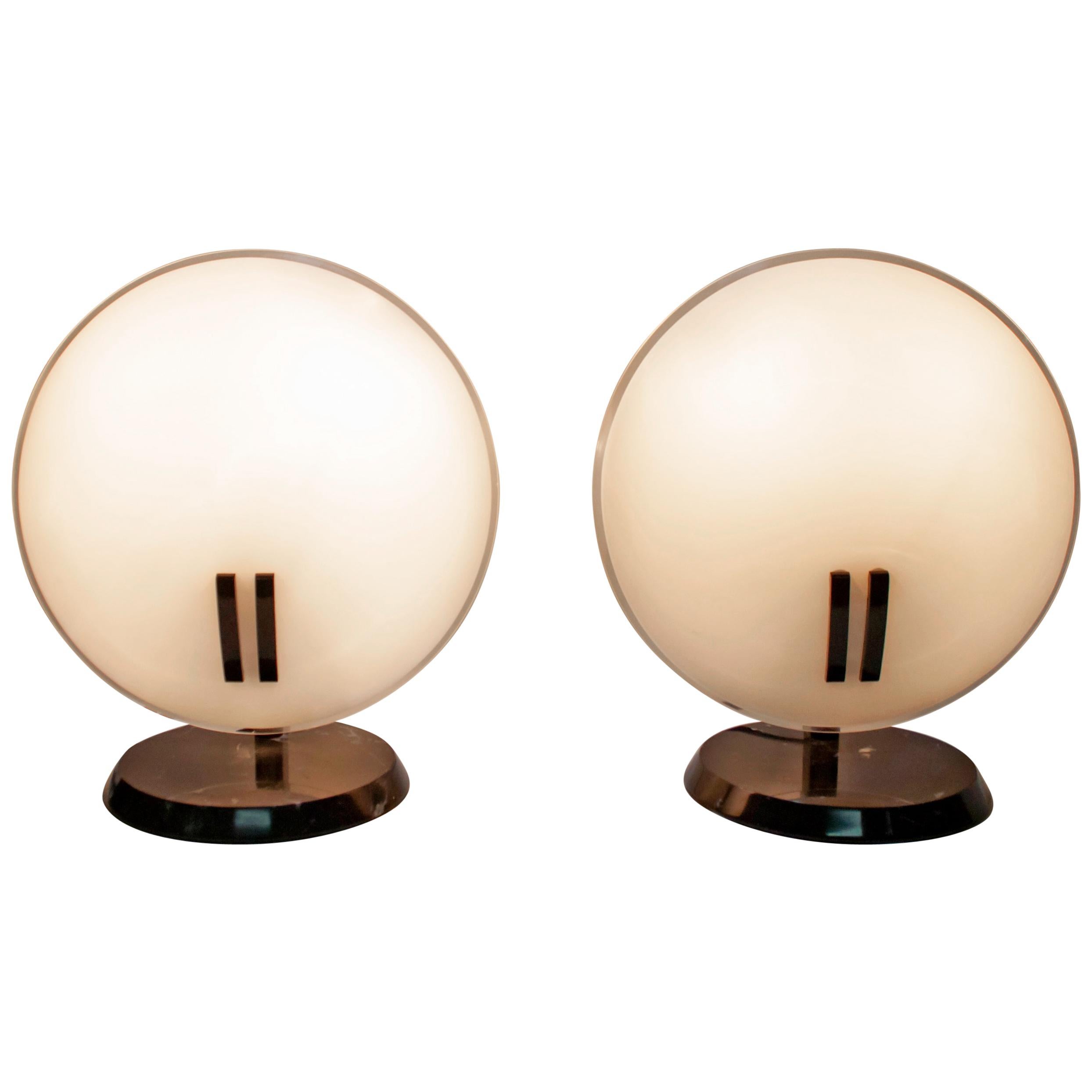 Pair of Bruno Gecchelin Italian Table Lamps "Perla" for Oluce, 1980s