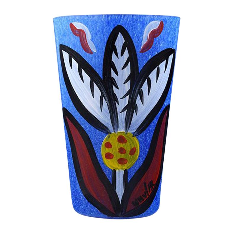 Ulrica Hydman Vallien for Kosta Boda, Sweden, Vase in Blue Mouth Blown Art Glass
